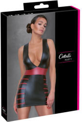 Cottelli Collection Party - csíkos, testre simuló ruha (fekete-vörös) (27178831031) - szexshop