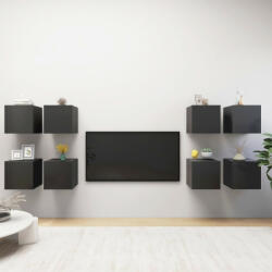 vidaXL 8 db szürke falra szerelhető TV-szekrény 30, 5 x 30 x 30 cm (3078949)