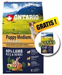 ONTARIO Puppy Medium Lamb & Rice 6,5+0,75 kg