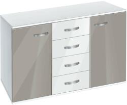 Bogdan Furniture G Скрин с чекмеджета и вратички Мебели Богдан, модел BM-Ava 1200, бял гланц и сиво