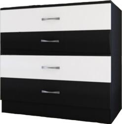 Bogdan Furniture I Скрин Мебели Богдан модел 3013, Черно и Бяло, 4 чекмеджета