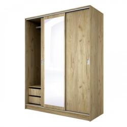 Bogdan Furniture I Гардероб с плъзгащи врати и огледало Mod 1006, Дъб артисан