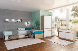 Bogdan Furniture G Спален комплект Мебели Богдан Clasic lux Композиция К962, Бяло гладко с Дъб суров