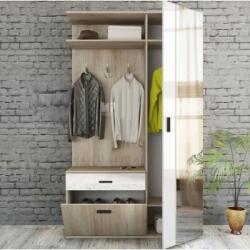 Bogdan Furniture I Портманто модел 4055, Сонома Арвен/МДФ Бял гланц