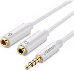 UGREEN Cablu audio Ugreen AV141, Jack 3.5 mm Male - 2x Jack 3.5 mm Female, 0.2m, alb (10789)