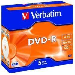 Verbatim Mediu optic Verbatim DVD-R 4.7GB 16x 5 bucati colorat (43557)