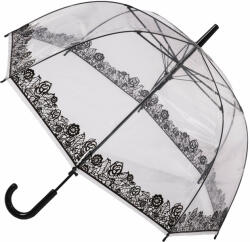 Blooming Brollies Ladies Clear Clear Umbrella Clear Dome Stick fekete csipkés hatással CÉL