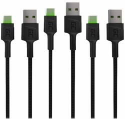 Green Cell 3x Cable GC Ray USB-C 200cm green LED backlight Ultra Charge QC 3.0 (KABGCSET03)
