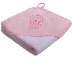 Stella fürdőlepedő hímzett 80x80cm rózsaszín-fehér oroszlán - babamarket