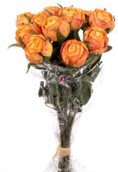 D&D Selyemvirág Rózsa 12szálas csokor műanyag 37cm narancs (A2397805)