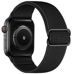 Mybandz APW423000 állítható hosszúságú rugalmas szövet szíj Apple Watch-hoz, fekete 42 - 45 mm (APW423000) - ebolt