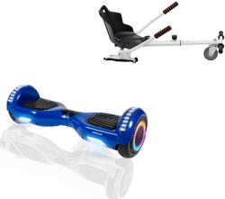 Smart Balance 6, 5 hüvelykes hoverboard csomag standard üléssel, Regular Blue PRO-val, kiterjesztett autonómiával és fehér ergonómikus hoverkarttal, Smart Balance