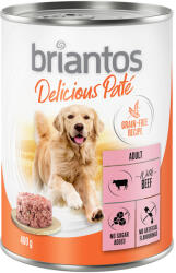 Briantos briantos 22 + 2 gratis! 24 x 400 g Delicious Paté Hrană umedă câini - Vită