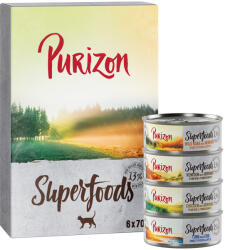 Purizon Purizon Superfoods 6 x 70 g - Pachet mixt (2xpui, 2xton, 1xporc mistreț, 1xvânat)