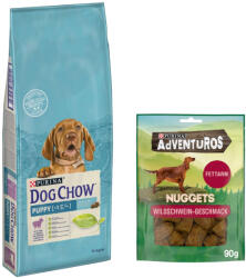 Dog Chow Dog Chow 14kg Purina hrană uscată + 90g AdVENTuROS Nuggets gratis! - Puppy Lamb & Rice