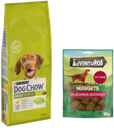 Dog Chow Dog Chow 14kg Purina hrană uscată + 90g AdVENTuROS Nuggets gratis! - Adult Chicken