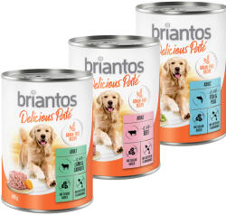 Briantos briantos 22 + 2 gratis! 24 x 400 g Delicious Paté Hrană umedă câini - Mix: Pește, Miel & Vită