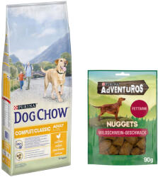 Dog Chow 14kg PURINA Dog Chow Complet/Classic csirke száraz kutyatáp+90g Adventuros kutyasnack ingyen