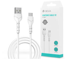 DEVIA USB - USB Type-C adat- és töltőkábel 1 m-es vezetékkel - Devia Kintone Cable V2 Series for Type-C - 5V/2.1A - fehér (ST351136)