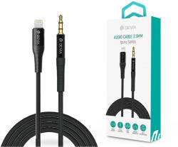 DEVIA 3, 5 mm jack - Lightning audio kábel 1 m-es vezetékkel - Devia Series iPureAUX Audio Cable - fekete (ST365676)