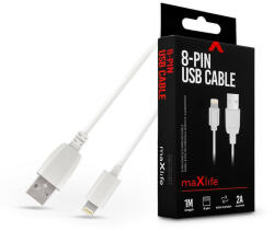 MaxLife USB - Lightning adat- és töltőkábel 1 m-es vezetékkel - Maxlife 8-PIN USB Cable - 5V/2A - fehér (TF-0173)