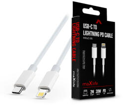 MaxLife USB Type-C - Lightning adat- és töltőkábel 2 m-es vezetékkel - Maxlife MXUC-05 USB-C to Lightning PD3.0 Cable - 20W - fehér (TF-0138)