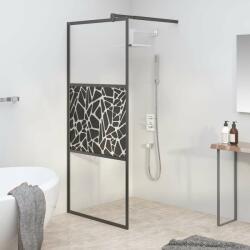 vidaXL fekete ESG üveg zuhanyfal kőmintával 80 x 195 cm (151880) - pepita