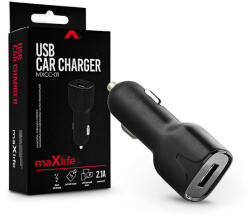 MaxLife USB szivargyújtó töltő adapter - Maxlife MXCC-01 USB Car Fast Charger - 5V/2, 1A - fekete (TF-0018)