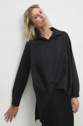 ANSWEAR bluza femei, culoarea negru, cu guler clasic, relaxed BBYH-KDD00Y_99X