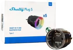 Shelly PLUS Plug S Wi-Fi + Bluetooth fogyasztásmérős okoskonnektor, fekete (5 darabos akciós csomag) (ALL-PROMO-PLUSS-B-5PACK) - smart-otthon