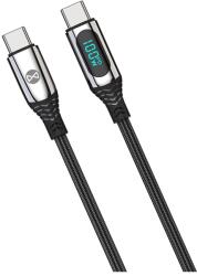 Forever Kábel - Type-C / Type-C (USB-C) fekete szövet gyorstöltő kábel 1m, 100W