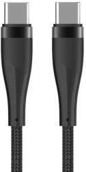 Maxlife MXUC-08 Kábel - Type-C (USB-C) / Type-C (USB-C) fekete szövet kábel 1m, 100W