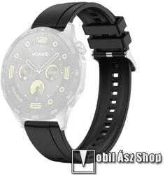  Okosóra szíj - szilikon - FEKETE - 125mm + 86mm hosszú, 18mm széles - Xiaomi Mi Watch (For China Market) / Fossil Gen 4 / HUAWEI TalkBand B5 / Watch GT 4 41mm / Garmin Venu 3S
