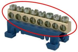 TEHNOPLAST Földelő és nullvezető bekötőkapocs 10 furattal (THP-K10) (THP-K10)
