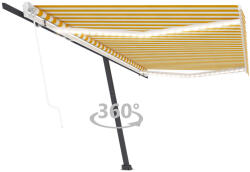 vidaXL Copertină automată cu led& senzor vânt, galben& alb, 500x350 cm (3069873)