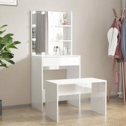 vidaXL Set de măsuță de toaletă cu led, alb extralucios lemn prelucrat (3114135) - maryon