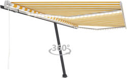 vidaXL Copertină automată cu senzor vânt& led, galben/alb, 400x350 cm (3069833)