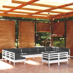 vidaXL Set mobilier grădină cu perne, 12 piese, alb, lemn masiv pin (3097272) - maryon