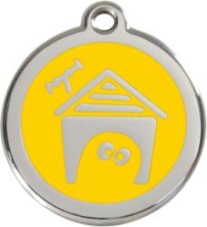 Red Dingo Rozsdamentes kutyaház mintás acél biléta sárga