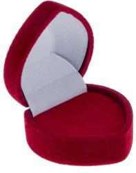 Ekszer Eshop Piros ajándékdoboz gyűrűnek - bársony szív pöttyekkel