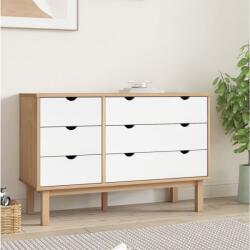 vidaXL Comodă cu sertar, maro și alb, 113, 5x39, 5x73 cm, lemn masiv pin (348587) - maryon Comoda