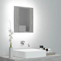 vidaXL Dulap cu oglindă cu led de baie, gri sonoma, 40x12x45 cm, lemn (822834)