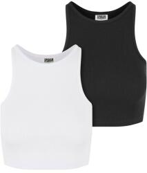 Urban Classics Ladies Organic Cropped Rib Top 2-Pack white+black