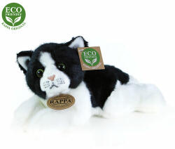 Rappa Pisică pluș Rappa, alb-negru, 16 cm