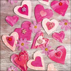 Ambiente Hearts All Over papírszalvéta 33x33cm, 20db-os