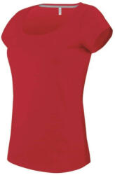Kariban Női rövid ujjú, csónak nyakú pamut póló KA384, Red-M