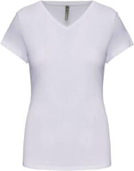 Kariban rövid ujjú Női V-nyakú sztreccs póló KA3015, White-L