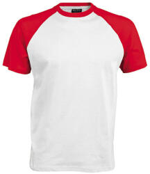 Kariban raglán ujjú kétszínű baseball férfi póló KA330, White/Red-2XL