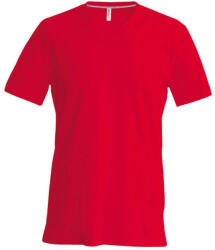 Kariban oldalvarrott V-nyakú férfi rövid ujjó póló KA357, Red-XL