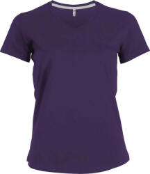 Kariban V-nyakú rövid ujjú Női pamut póló KA381, Purple-L